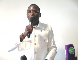 L'honorable Alain Simplice Boungoueres Député du 2ème de l'Ogoulou, pendant sa déclaration en soutien au Distingué Camarade Président Ali Bongo Ondimba le 16 mars 2022 à Libreville 
