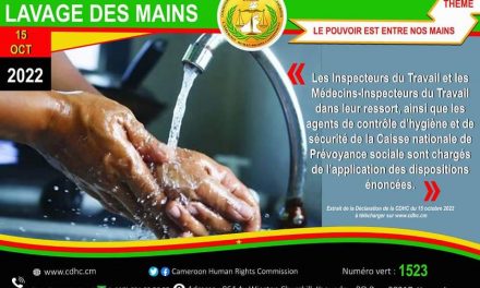 Journée Mondiale du Lavage des Mains: La commission des droits de l’homme du Cameroun préconise le respect des bonnes pratiques