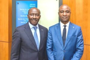 Dimitri Kévin NDJEBI, nouveau Directeur Général de BGFIBank Gabon & Henri-Claude Oyima, PDG Holding BGFI