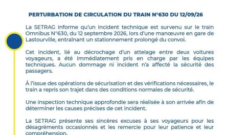 Comment, grâce à la réactivité des équipes de la SETRAG, le train Omnibus n°630 a conduit en toute sécurité les passagers à destination