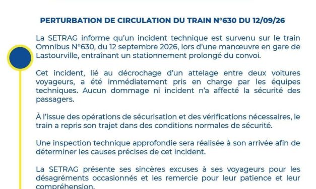 Comment, grâce à la réactivité des équipes de la SETRAG, le train Omnibus n°630 a conduit en toute sécurité les passagers à destination